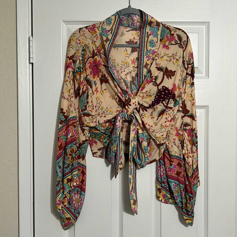 Handmade Tie Front Floral Top